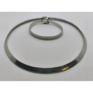 Vintage .925 Sterling Silver 6mm Flat Snake 16"  Necklace  & 7" Bracelet Set